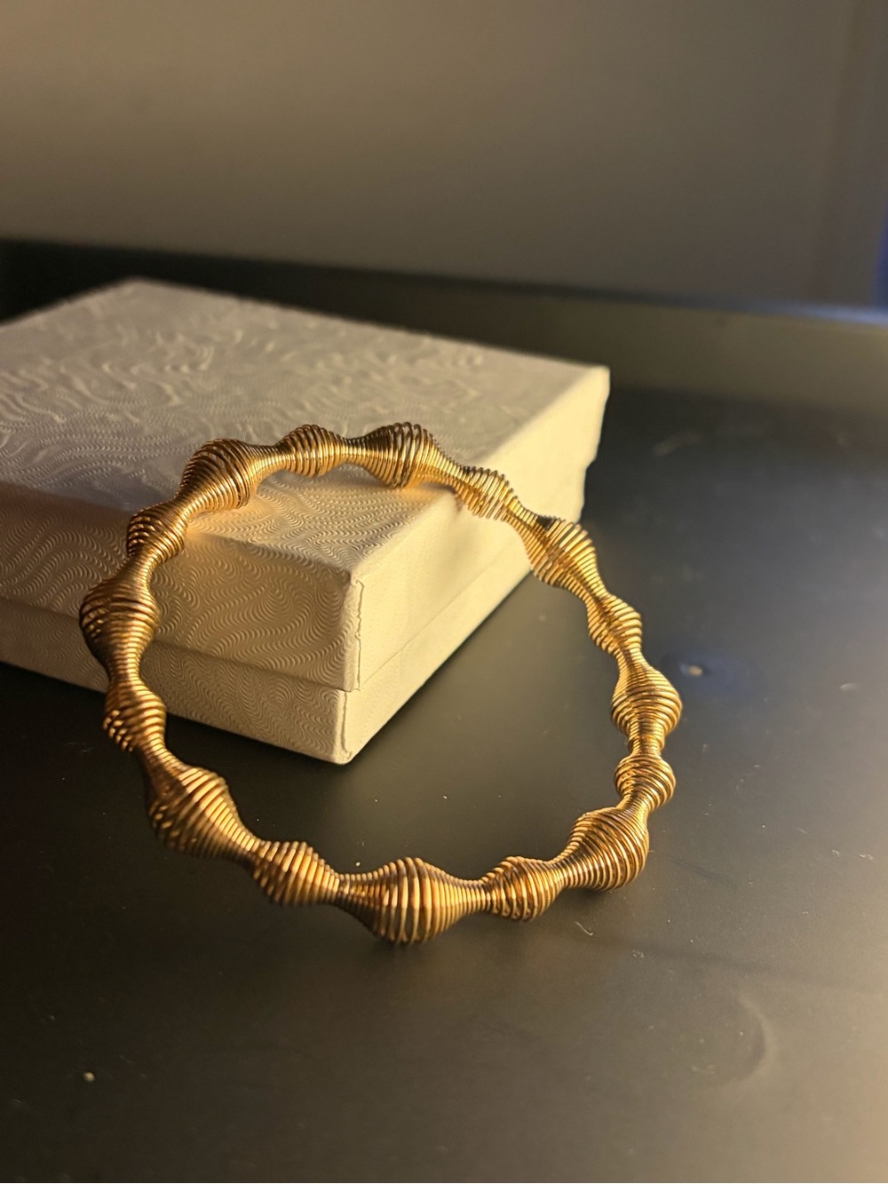Gold Textured Bead-Style Women's Bracelet. Stretchy!